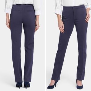 NYDJ Slim Trouser Office Pants in Navy Blue Ponte Knit, Size 12